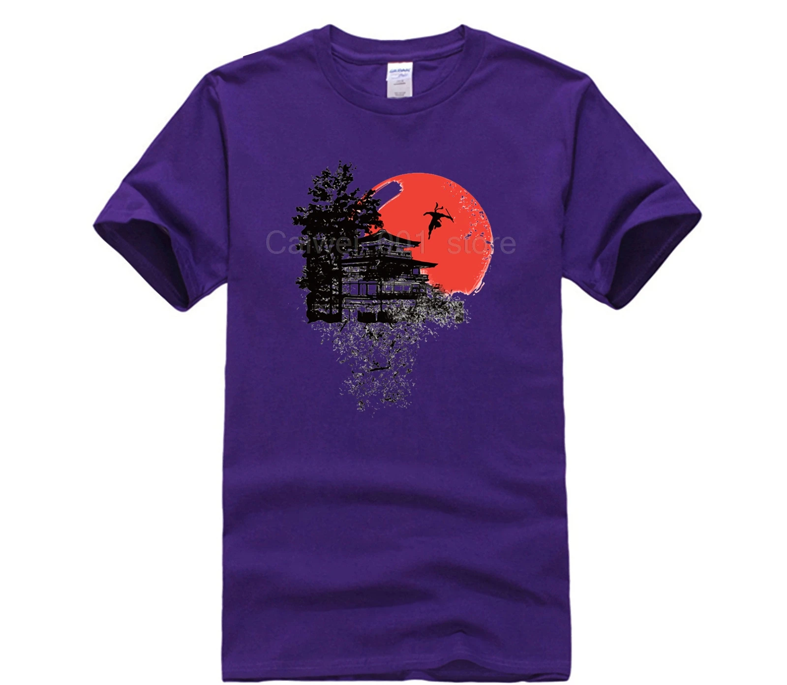 Футболка мужская короткая с японским принтом Модная стильная тенниска самурая и