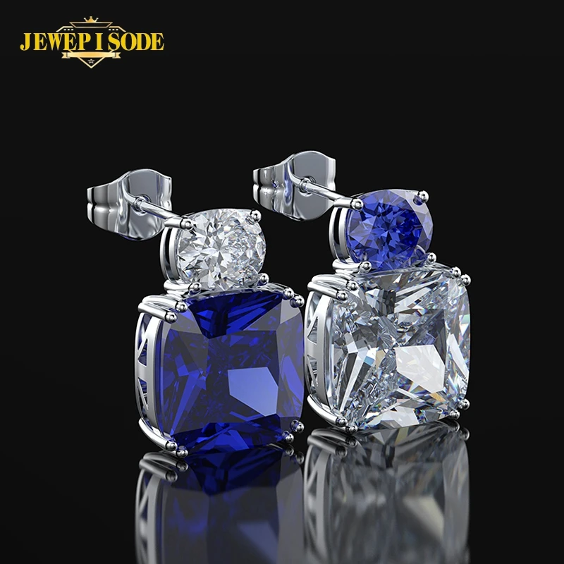 Jewepisode 100% чистого серебра 925 ювелирные изделия Сапфир циркон серьги для женщин