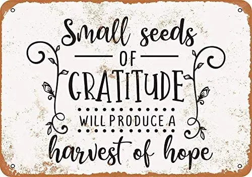 

Metal Sign - Vintage Look Small Seeds of Gratitude Harvest of Hope - 8 x 12 Inches Tin Sign