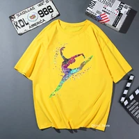 watercolor gymnastics girl print t shirt women rainbow gymnast splatter solid t shirt femme harajuku kawaii clothes tshirt tops