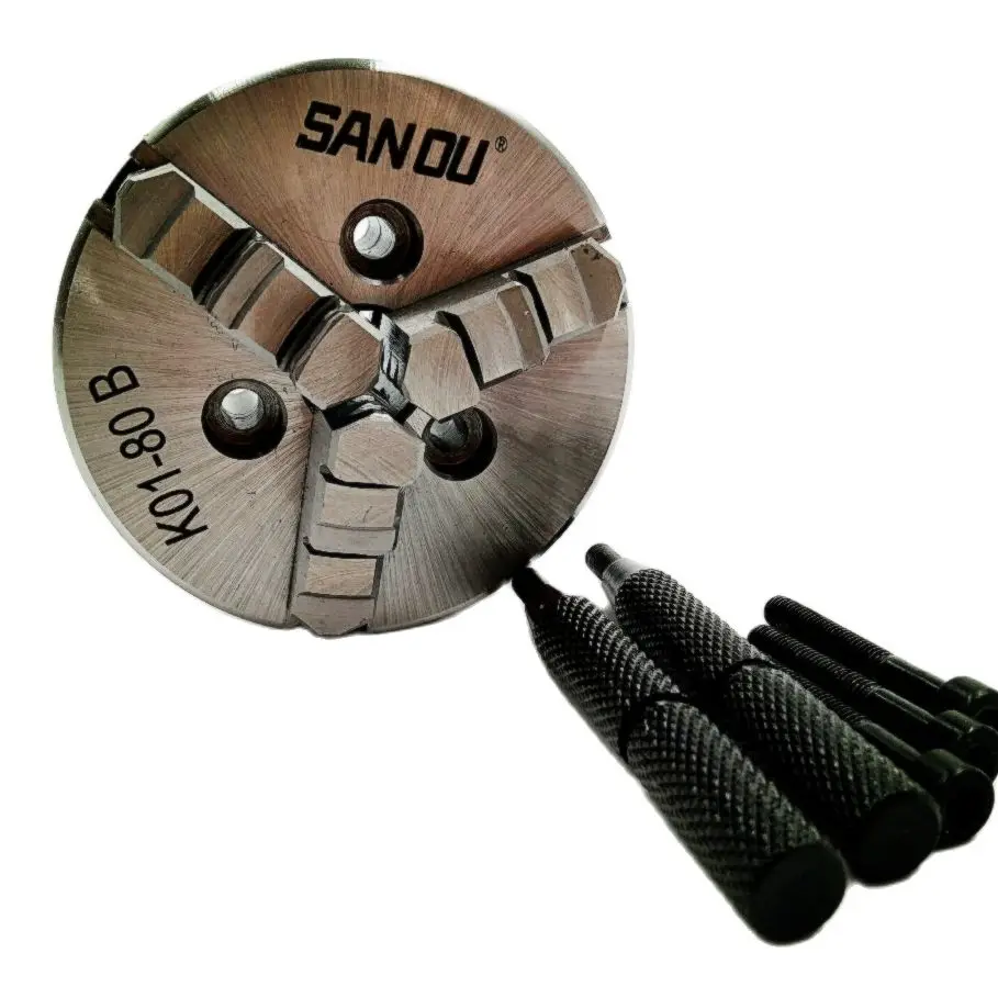 K01-80B 3 Jaw Self-Centering Lathe Chuck Fingertight Chuck 3" CNC Lathe Chuck K01 80B M5 Hardened Steel for Wood Lathe
