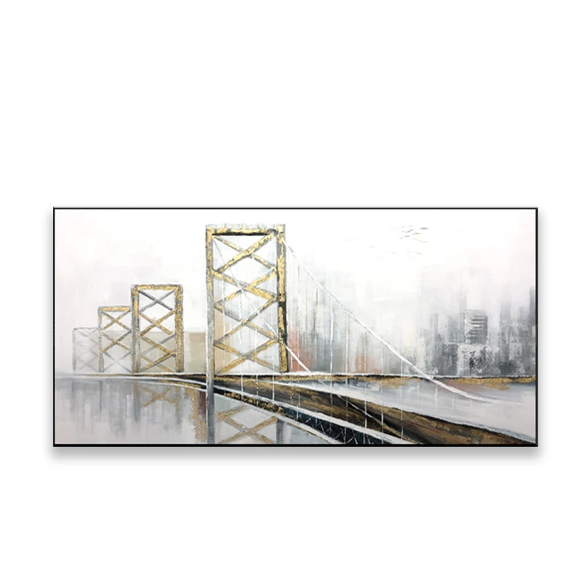 

Quadro wall paintings Handmade cavnas abstract oil painting city bridge landscape home decoration poster for living room hotal