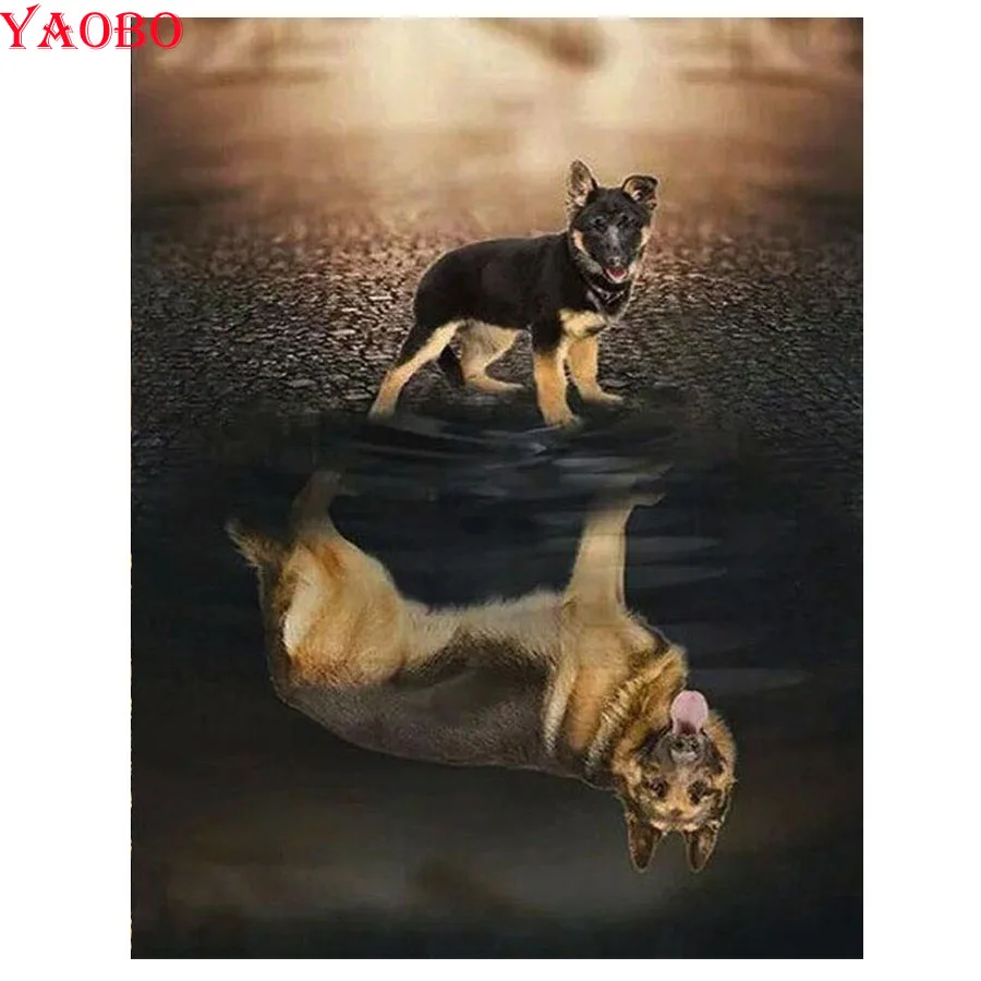 

Алмазная вышивка «сделай сам» с изображением собаки волка 5D, вышивка крестиком, алмазная живопись стразы, полноразмерная/Круглая Мозаика, Д...