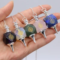 reiki symbol pendulum for dowsing divination natural stone crystal quartz red agates faceted pendants pendulos hypnotic healing