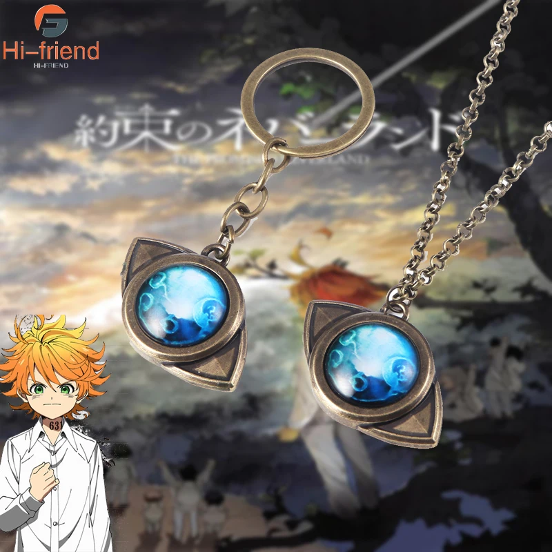 Anime The Promised Neverland Keychain Emma Amulet Eye Shape Pendant Necklace Cosplay Props For Man Woman Casual Jewelry