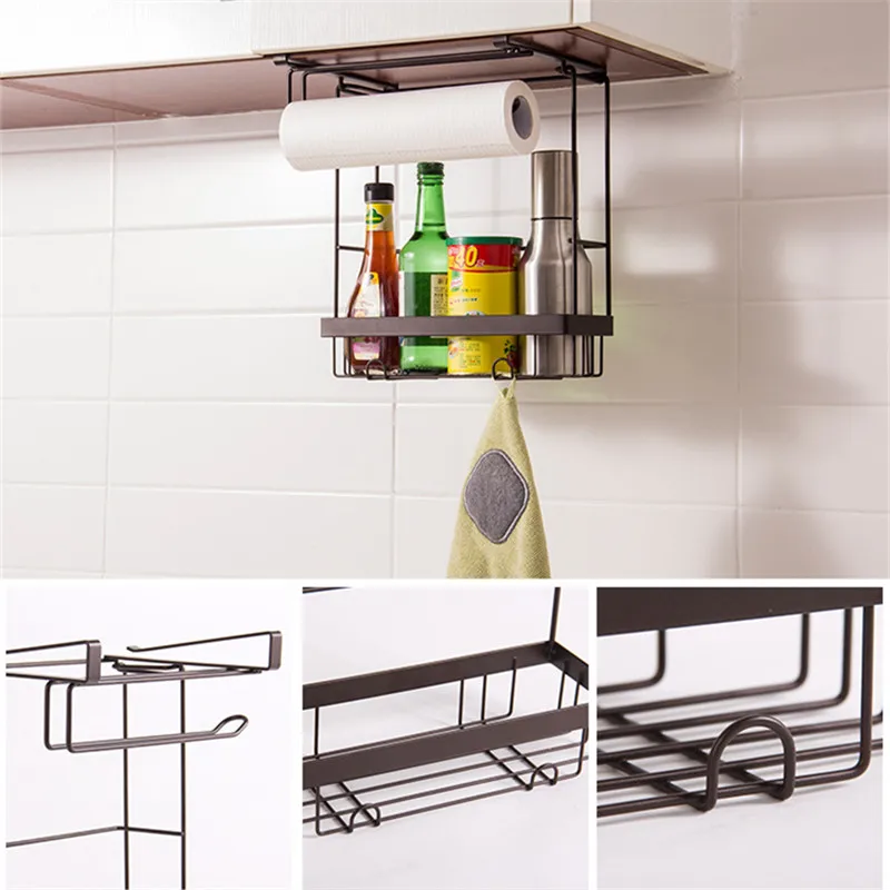Полка для хранения приправ домашний кухонный держатель бумаги органайзер посуды