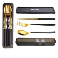 camping tableware kitchen tools creative 304 stainless steel portable tableware fork spoon chopsticks outdoor tableware set