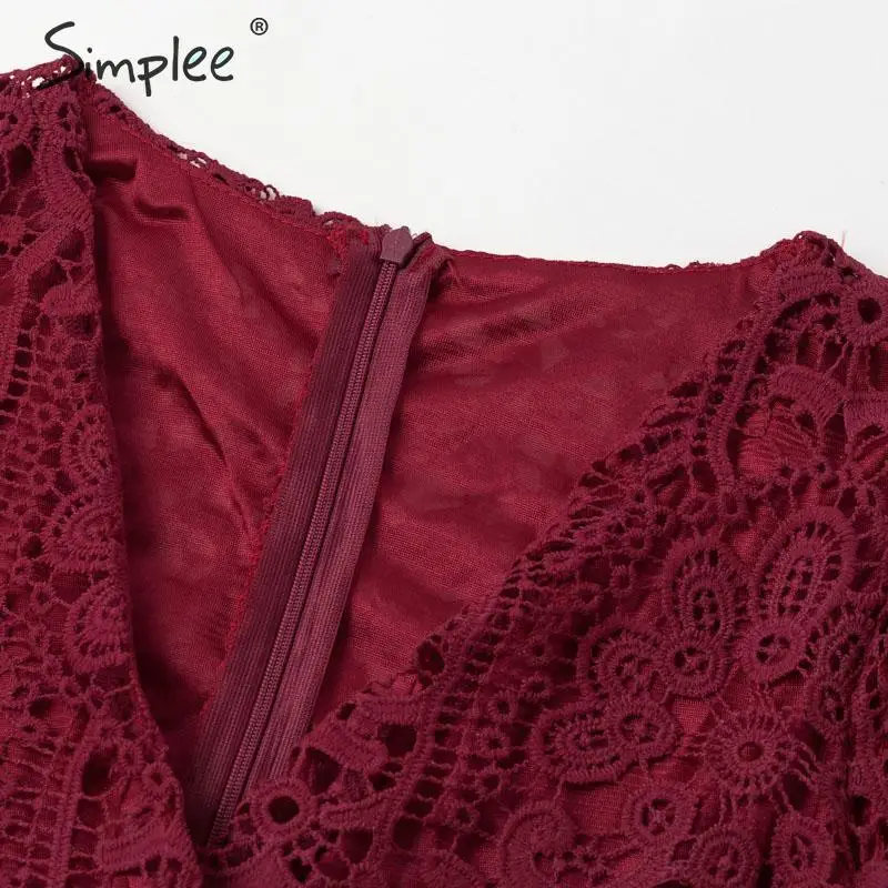 Simplee сексуальное кружевное платье с v-образным вырезом ТРАПЕЦИЕВИДНОЕ весеннее