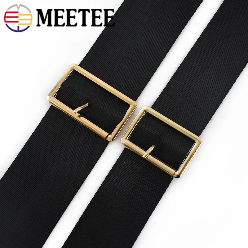 

Meetee 10/20pcs 40/50mm Metal Tri-Glide Pin Buckle for Bags Shoes Strap Adjust Roller Belt Buckles DIY Webbing Leather Accessory