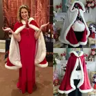 Рождественская накидка с Санта Клаусом для взрослых и детей, бархатная накидка, рождественское пончо для женщин, прозрачное Красное Белое зеленое