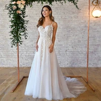 luxury a line wedding dress with sweetheart neckline beading hand work of spaghetti strap vestido de noiva gorgeous leaf lace