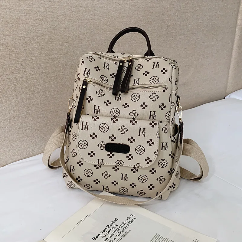 

Women Backpack Luxury Brand Bag Purse Casual Racksack Brown Beige School Shoulder Bag For College Girls Brand Travel Backpacks