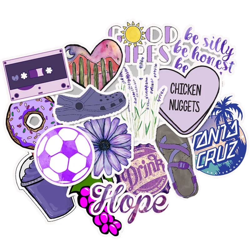 

50 PCS Pack Purple Vsco Stickers Waterproof DIY For Girl Things On Laptop Fridge Phone Skateboard Suitcase Decal Toy Sticker