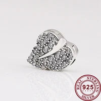 100 925 sterling silver bead shining leaf retaining clip fit pandora women bracelet necklace diy jewelry