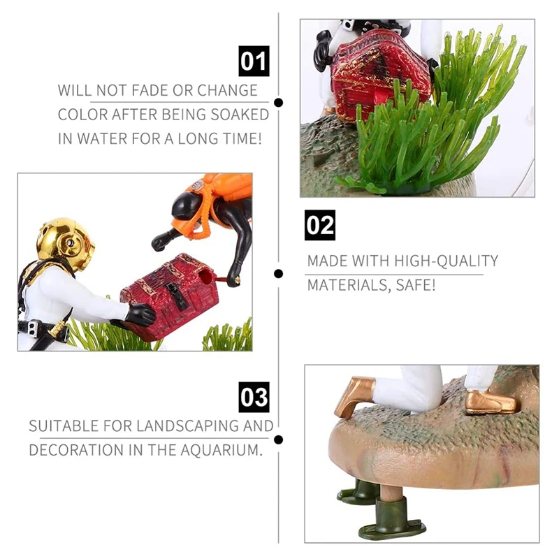Aquarium Treasure Chest Diver Floating Fish Tank Landscape Ornament Decoration | Дом и сад