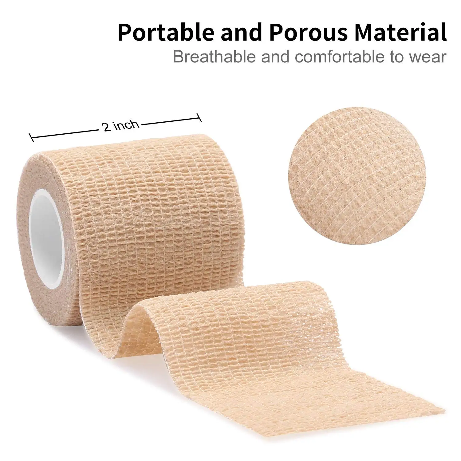 12 Rolls Self-Adherent Wrap Sports Elastoplast Tapes Self-Adhesive Strong Elastic Medical Tape Breathable Athletic Bandage