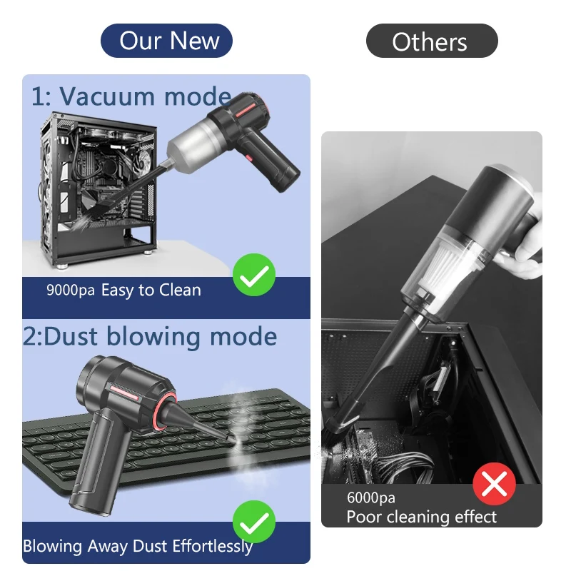 industrial grade 40000rpm cordless air duster compressed air blower computer laptop mini car vacuum cleaner keyboard camera home free global shipping