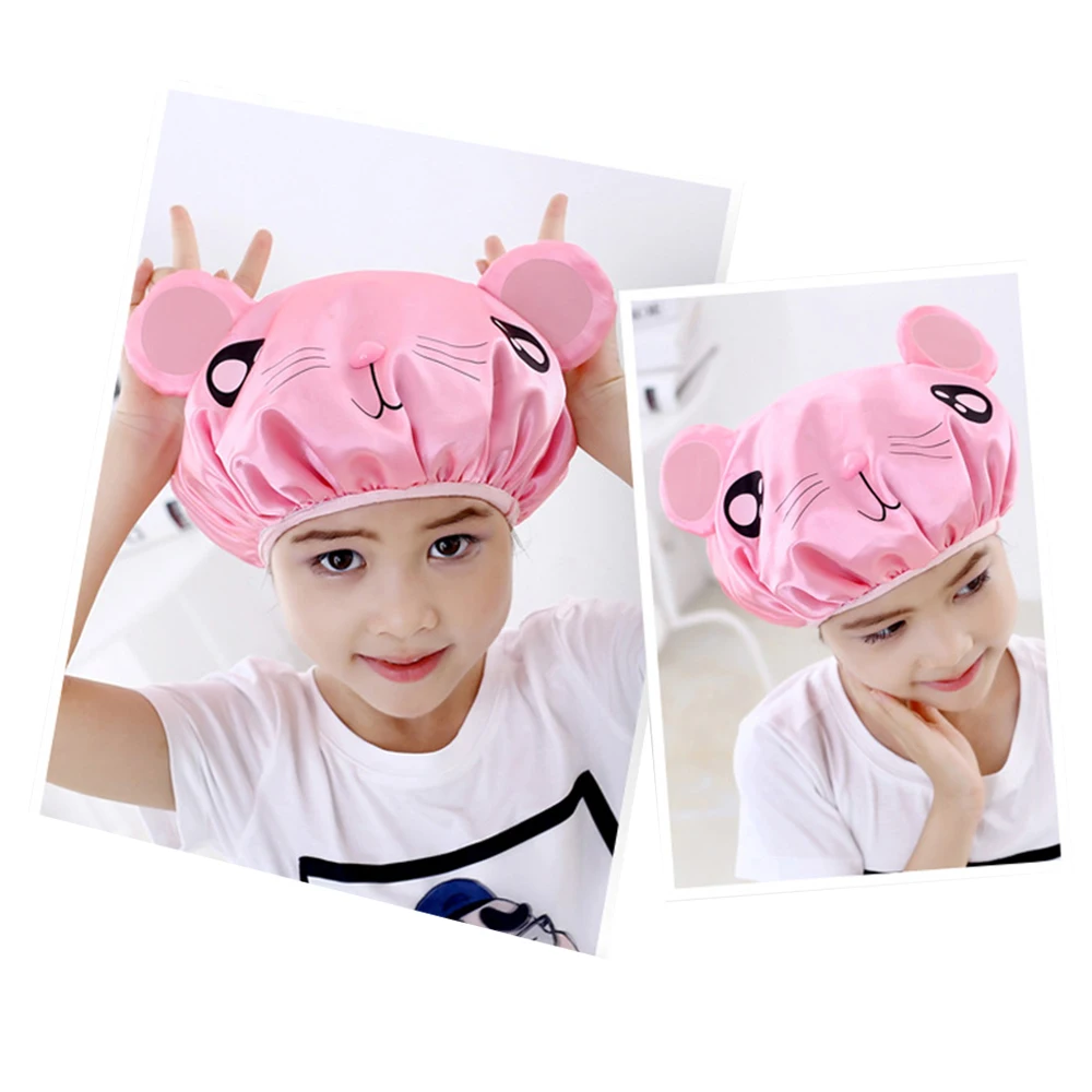 Двухслойная детская Водонепроницаемая шапка для душа из ПВХ с рисунком