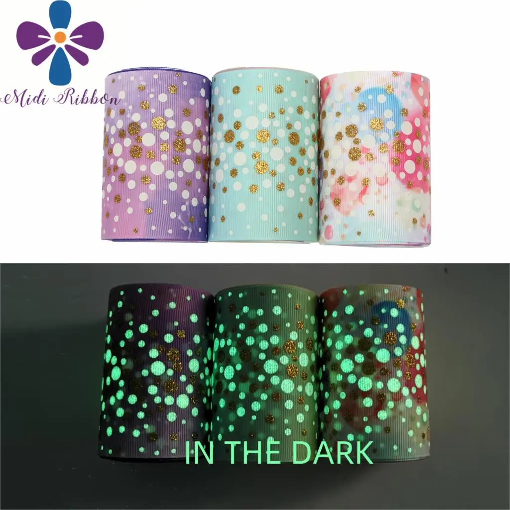 3 &quot75 мм Золотой блестящий полный белый чернильный принт светится в темноте