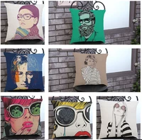 45cm45cm hand painted hipster girl boy super soft cushion cover sofa pillowcase home decorative pillow covers