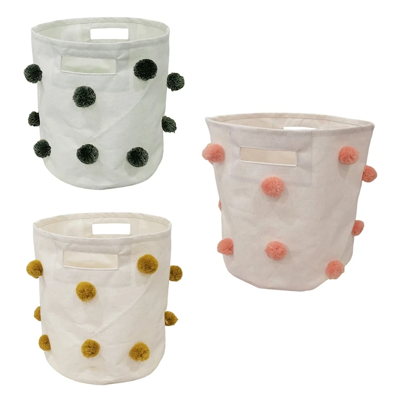 

Kids Toys Storage Basket with Wool Ball Laundry Dirty Clothes Sundries Organizer Box Nordic Home Room Decoration