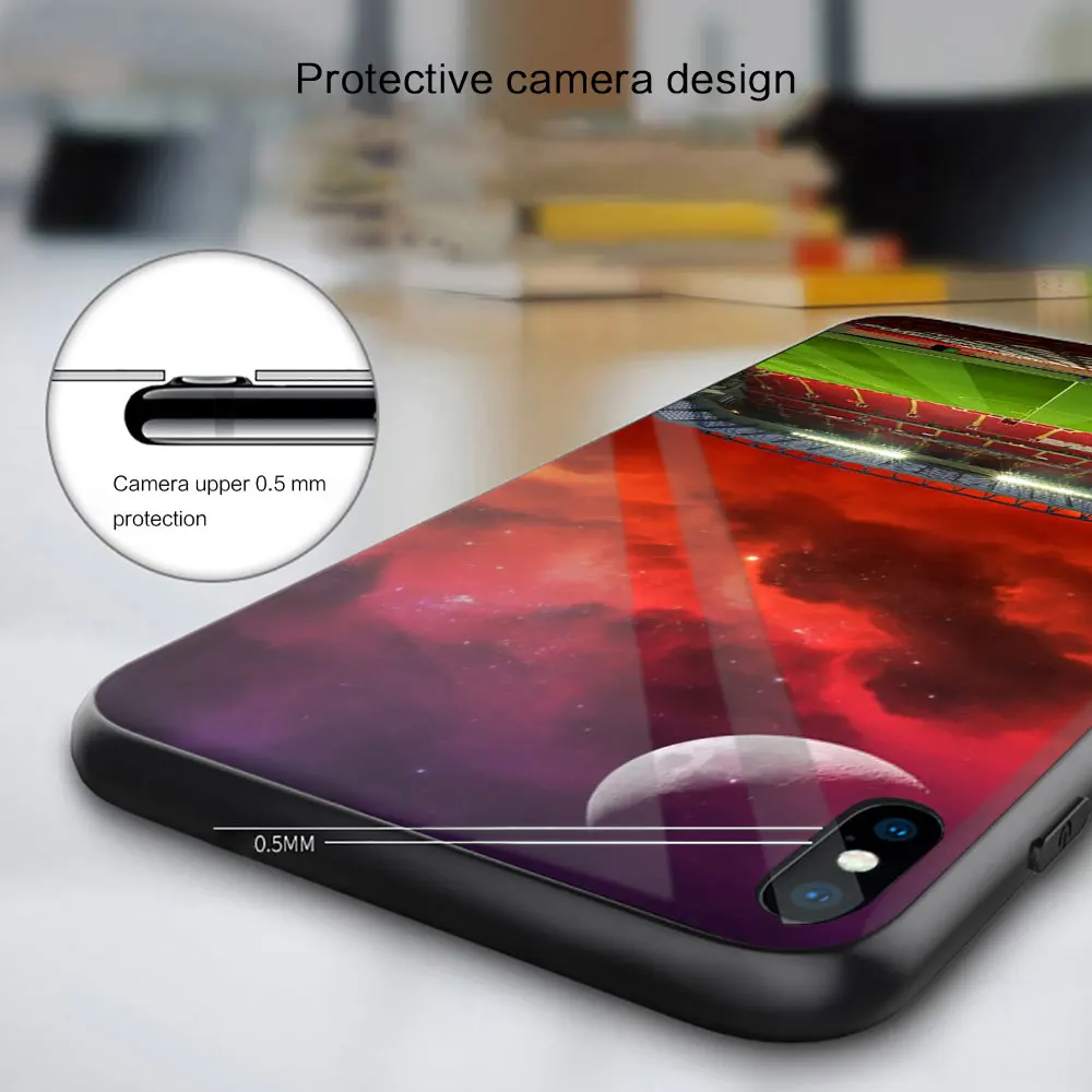 Мягкий силиконовый стеклянный чехол для iPhone 13 12 11 Pro X XS Max XR 8 7 6 Plus SE 2020 S черный