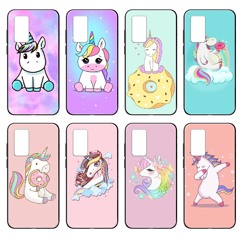 Милый розовый Радужный чехол для телефона с единорогом корпус Huawei nova P Y 2 3 6 7 8 9 10 20