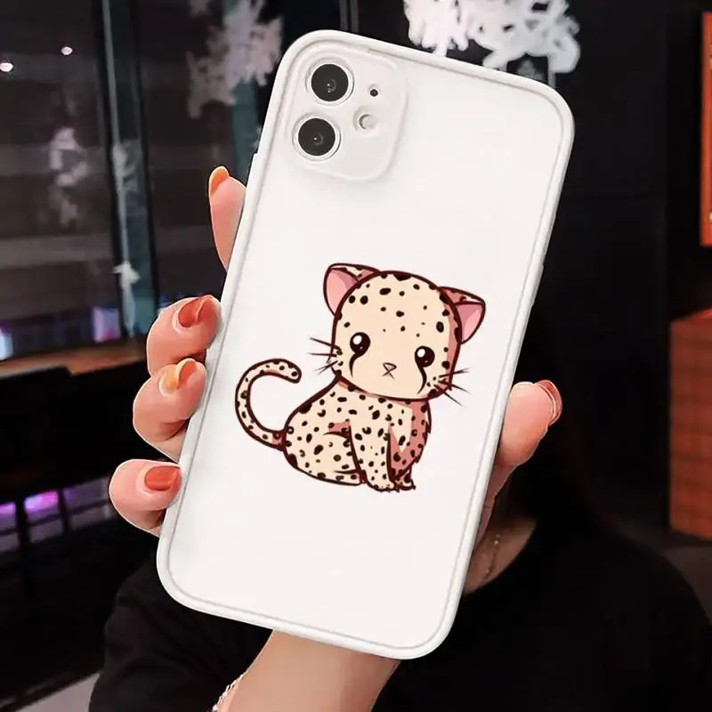 

Leopard animal Phone Case Matte Transparent for iPhone 7 8 11 12 s mini pro X XS XR MAX Plus cover funda