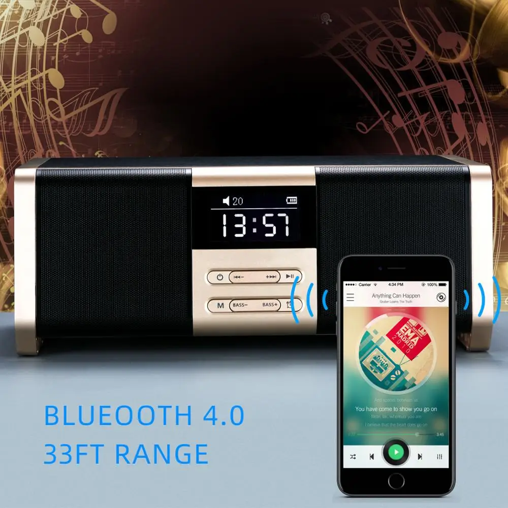 3D стерео HiFi Беспроводная колонка KAYINUO супер бас деревянный Bluetooth динамик зарядное