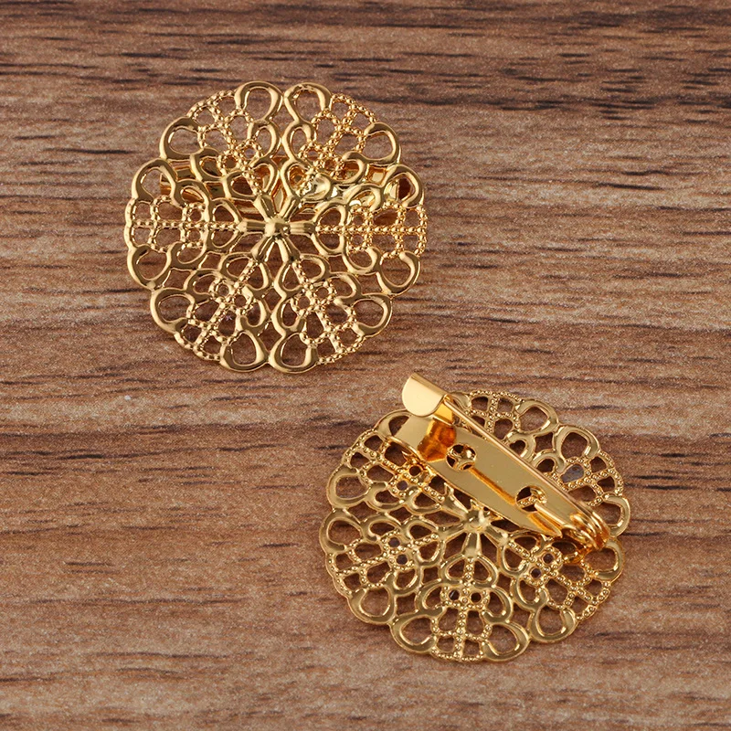 Основа для броши в виде цветка филигранной 20 шт. 25 мм|brooch base|antique bronzebase setting |