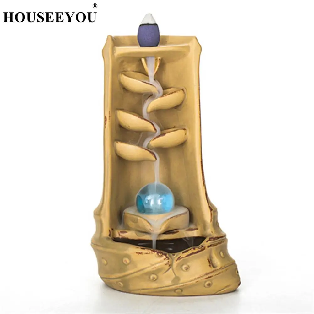 Курильница для благовоний керамическая горелка с бамбуковым покрытием