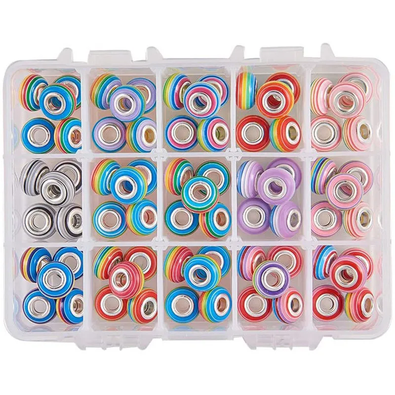 10 шт. круглые полосатые радужные разноцветные пластиковые бусины разделители из