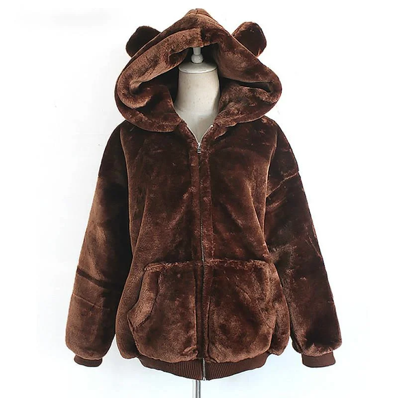 

Zoulv 2021 Long Sleeve Jackets For Women Straight Thick Plush Jacket Korean Cute Thicken Jacket Hooded Woman Coat Of Winter