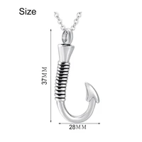 stainless steel urn necklace for ashes fish hook cremation urn pendant fishing in heaven keepsake jewelry for man