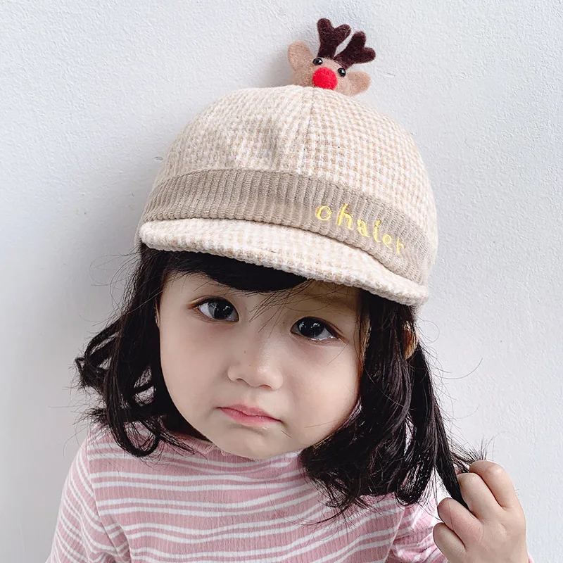 Hepburn Brand Cartoon elk Child Kids Baby Boy/Girl Cap Outdoor Visor Casquette sun hats Warm Snapback Bone Baseball | Аксессуары для