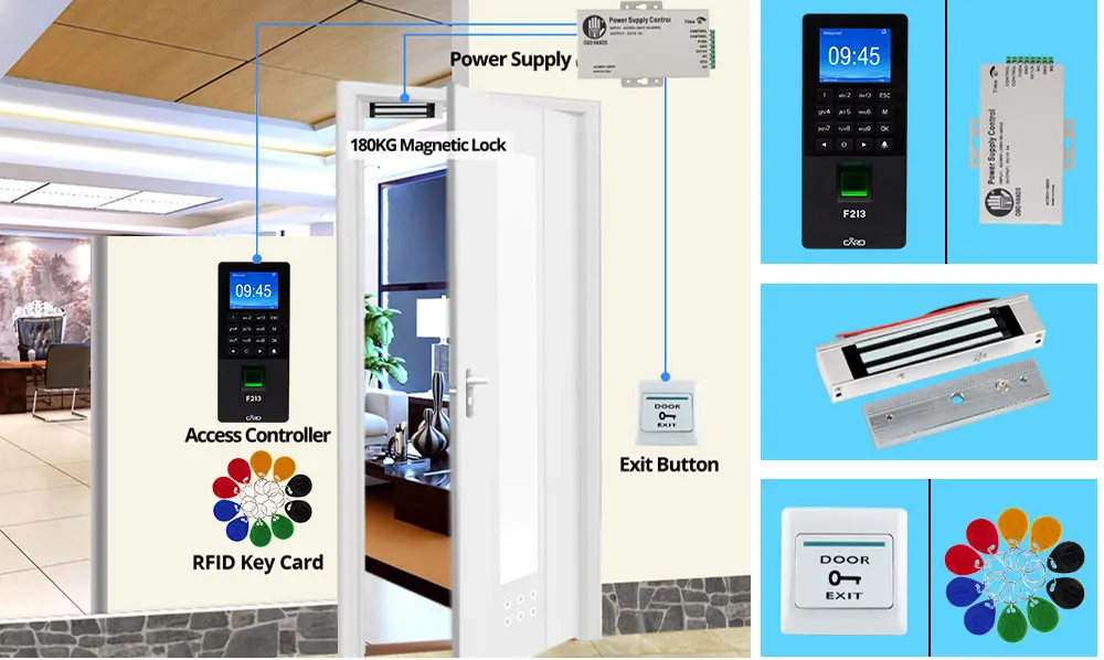 RFID Клавиатура TCP/IP/usb-устройство для считывания отпечатков пальцев система контроля доступа двери биометрическое программное обеспечение DIY Электронный магнитный замок ударный болт замки