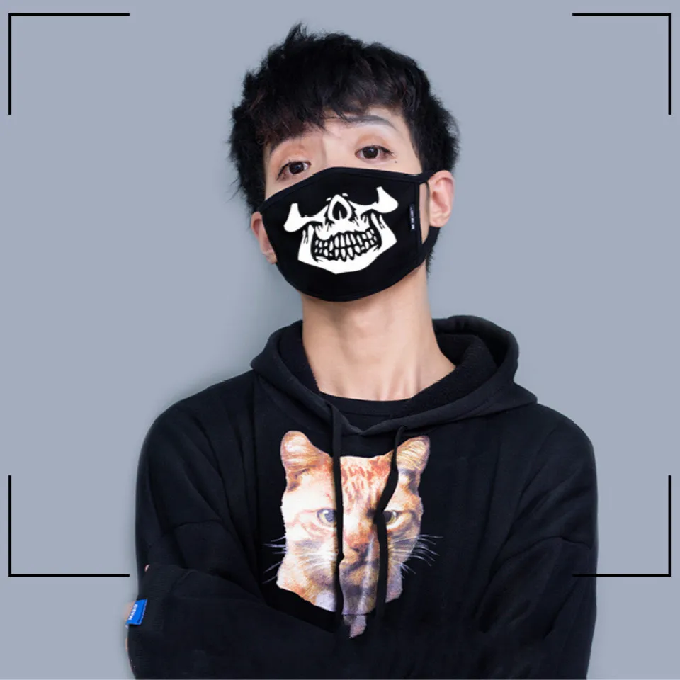 Мужская и женская черная светящаяся маска для лица 1 шт. скелет верховой езды