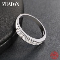 zdadan 925 sterling silver single row diamond strip ring for women fashion party jewelry gift