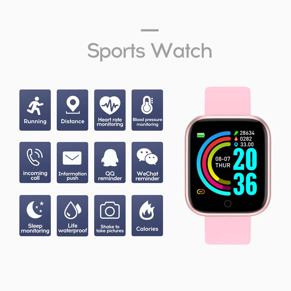 

Y68 Smart Watch Life Waterproof Fitness Tracker Heart Rate Monitor Blood Pressure Bluetooth D20 Smartwatch For IOS/Android