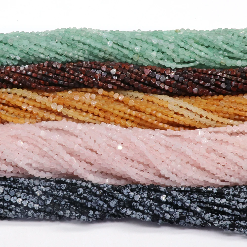 

4mm Natural Stone Beads Rose Quartz Aventurine Small Spacer Loose Heart Beads For Jewelry Making Diy Bracelet Wholesale 38CM