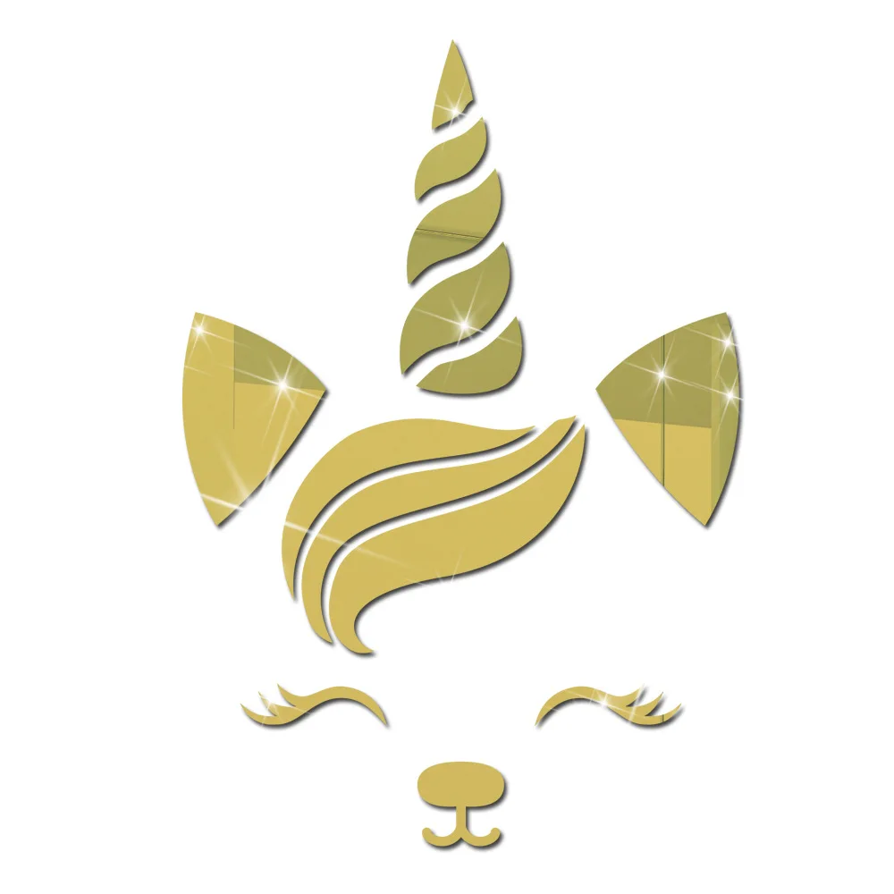 Зеркальная настенная акриловая наклейка в виде единорога 3D Самоклеящиеся