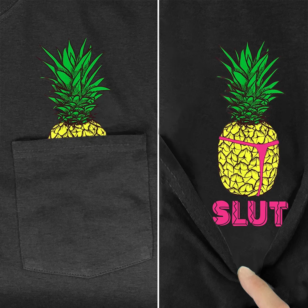 

CLOOCL T-Shirt Fashion Brand Summer Pocket Pineapple Slut Thong Printed T-shirt Shirts Hip Hop Tops Cotton Tees