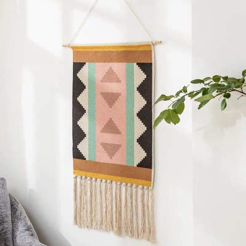 Tapestry Bohemian Cotton Linen with Tassel Handmade Nodic Style Home Decor Geometric Wall Door Hanging | Дом и сад