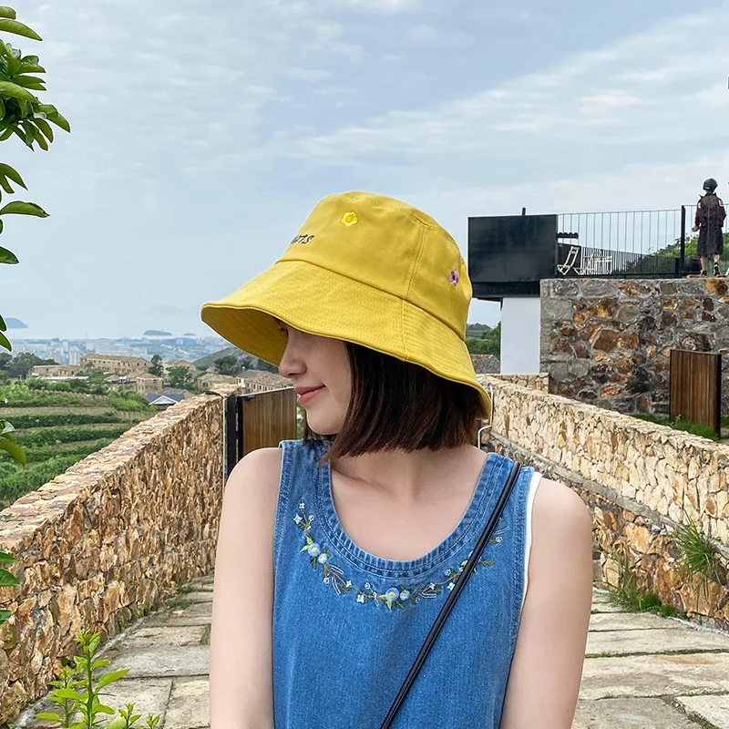 

2021 Brand Beach Cap Sun Hat Cotton Bucket Hats Women Summer Sunscreen Panama Hat Sunbonnet Fedoras Outdoor Fisherman Hat