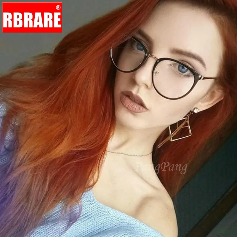 

RBRARE Alloy High-end Glasses Frame Flat Mirror Retro Metal Large Frame Glasses Transparent Clear Fashion Optical Eyeglasses