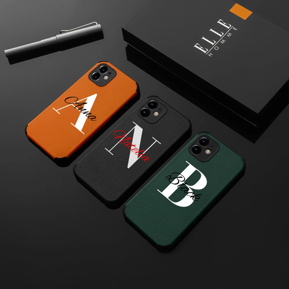 

Custom Name Luxury Leather Phone Case For iPhone 12 Pro Max 11 13 Mini 8 Plus SE 2020 Cover For Apple iPhone 12 Case 7 X XS XR