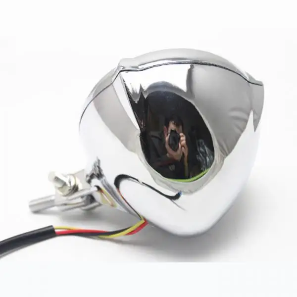 

Moto Headlight Moto Light Lamp for Bobber Chopper Silver+Yellow