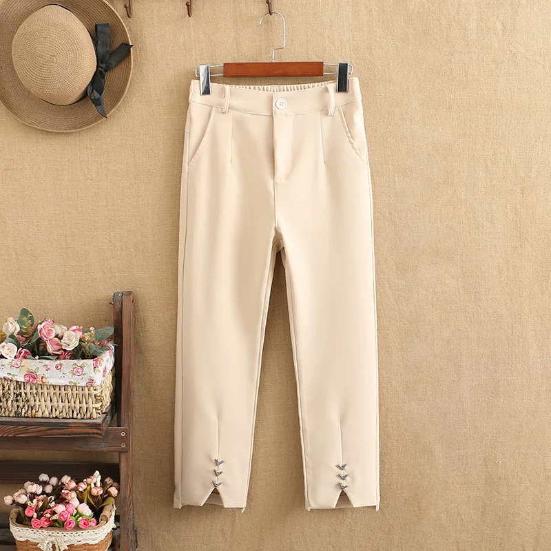 

Plus Size Pants For Woman 4XL 5XL Elastic Fabric Fashion Pants Front XX Band Of Pant Leg Large Size 2021 Fall And Spring