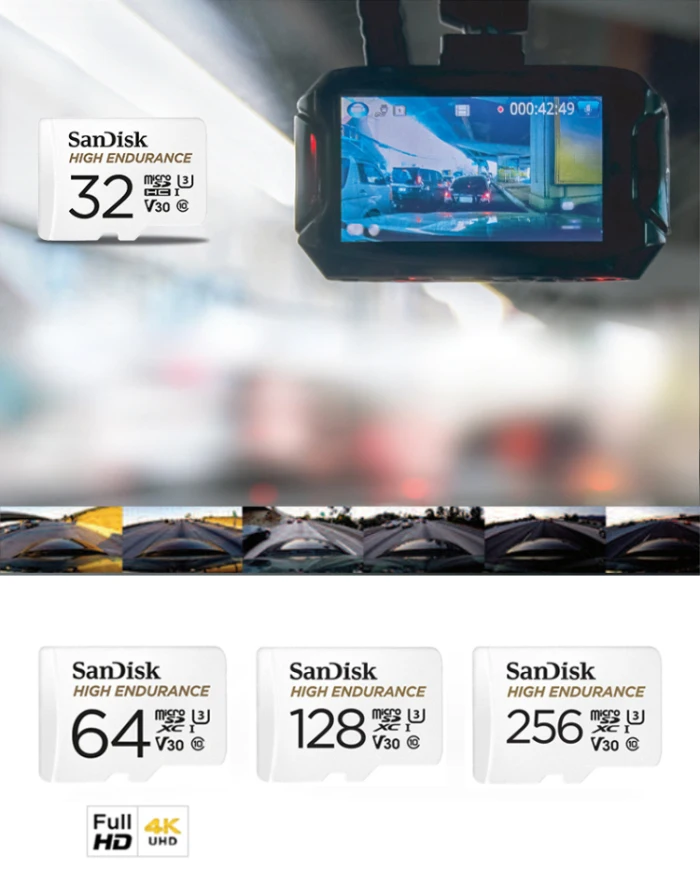 SanDisk высокая выносливость Micro SD 128 ГБ 32 ГБ 64 Гб 256 ГБ U3 V30 4K Micro SD карта памяти SD/TF флэш MicroSD карта для монитора видео