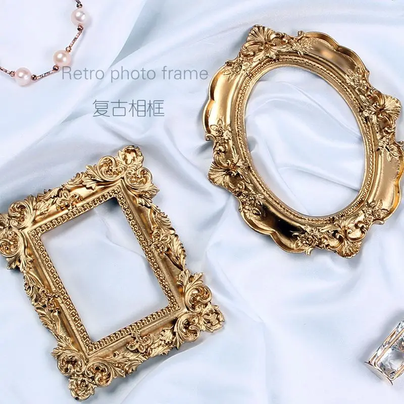 Золотая фоторамка в стиле ретро украшение для ногтей Европейский